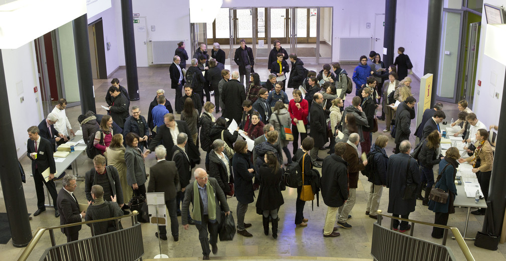 1. Symposium am 15.02.2014 in der Universität Mannheim - Registrierung der Teilnehmerinnen und Teilnehmer, Foto: MWK