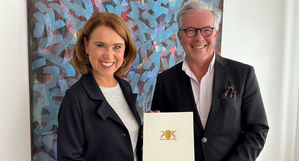 Wissenschaftsministerin Petra Olschowski und Marc-Oliver Hendriks 