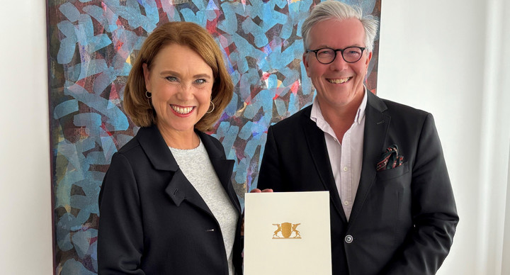 Wissenschaftsministerin Petra Olschowski und Marc-Oliver Hendriks 