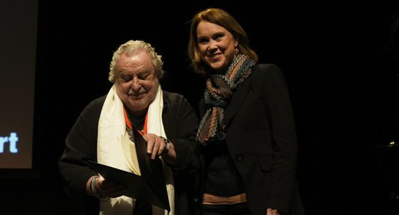 Kunststaatssekretärin Petra Olschowski und Jazz-Ehrenpreisträger Herbert Joos, Foto: Jörg Becker