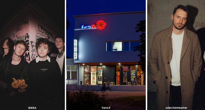 Auszeichnung POPLÄND Award 2025 geht an NIKRA, das franz.K und Jules Kalmbacher von links nach rechts: NIKRA, das Kulturzentrum franz.K und Jules Kalmbacher