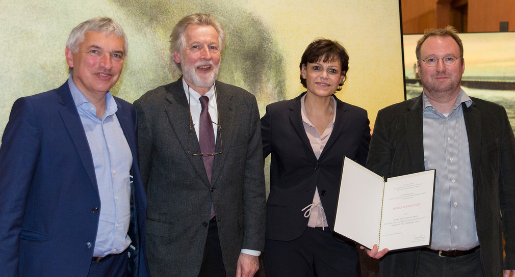 Staatssekretär Jürgen Walter, Prof. Dr. Armin Zweite, Pia Müller-Tamm, Preisträger Elger Esser, Foto: Fischer/Kohler_2014