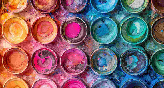 Art, Creativity, Design, Flat, Inspiration, Paint, artist, artistic, back to school, background, basin, brickets, bright, closeup, color, colorful, concept, contrast, craft, creative, dirty, drawing, education, equipment, gouache, hobby, messy, mixing, painter, palette, pan, pattern, pigment, school, set, supplies, texture, theme, tool, top view, used, vibrant, vivid, watercolor, watercolor pan