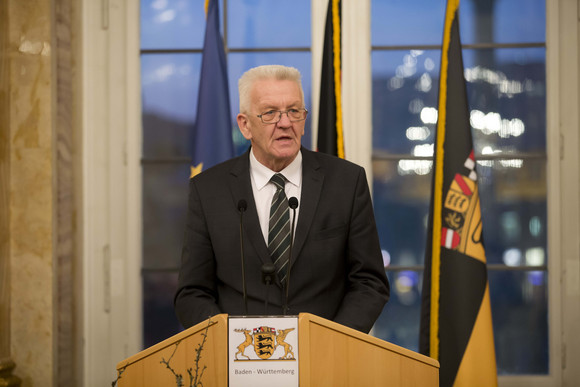 Auszeichnung Große Staufermedaille in Gold für Herzog Carl von Württemberg Ansprache von Ministerpräsident Winfried Kretschmann