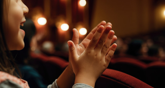 Young girl clapping in theater audience - KI generiertes Bild