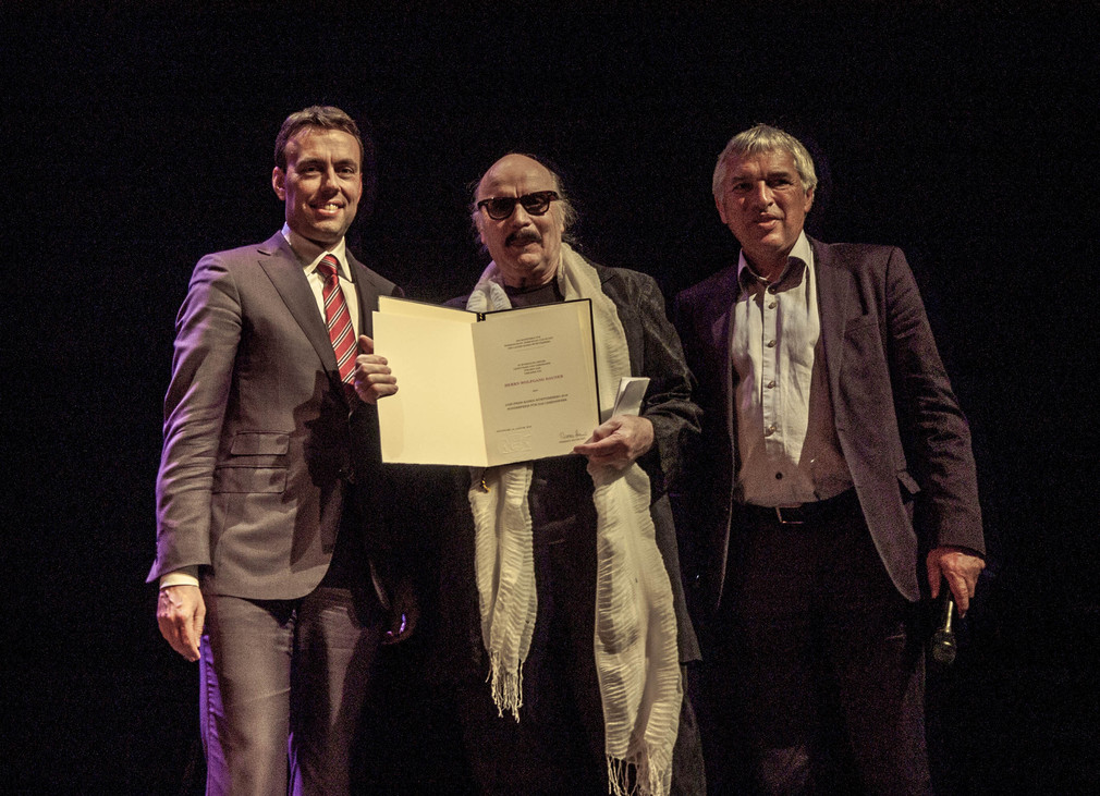 Wirtschaftsminister Dr. Nils Schmid, Wolfgang Dauner, Kunststaatssekretär Jürgen Walter, Foto: Theaterhaus